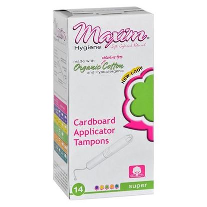 Picture of Maxim Hygiene Products Tampons - Organic Cotton - Cardboard Applicator - Super - 14 Count