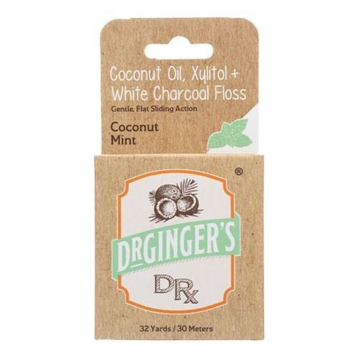 Picture of Dr. Ginger's - White Charcoal Xylitol and Coconut Oil Flat Floss - 32 Yards