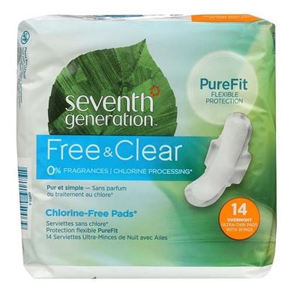 Picture of Seventh Generation - Free and Clear Pads - Overnight - Case of 6 - 14 Count