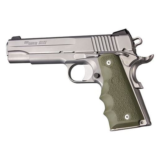 Picture of Hogue 1911 Govt. Model: Cobblestone Rubber Grip with Finger Grooves - OD Green