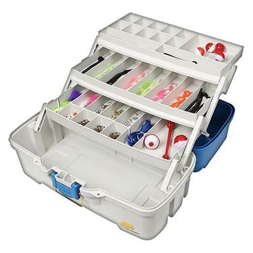 Picture of Plano Let's Fish! Three-Tray Tackle Box Aqua Blue/Tan