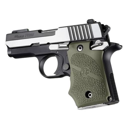 Picture of Hogue SIG Sauer P938 Ambi Safety Rubber Grip with Finger Grooves OD Green