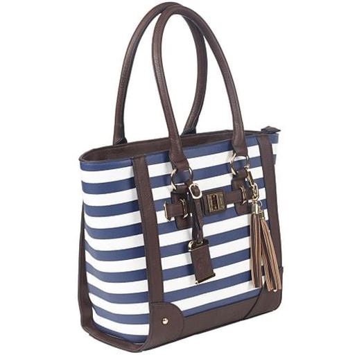 Picture of Bulldog Tote Style Purse w/Holster - Navy Stripe (17" x 12" x 5")