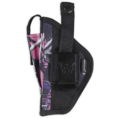 Picture of Bulldog Muddy Girl Camo Belt and clip ambi holster w/clam shell packaging