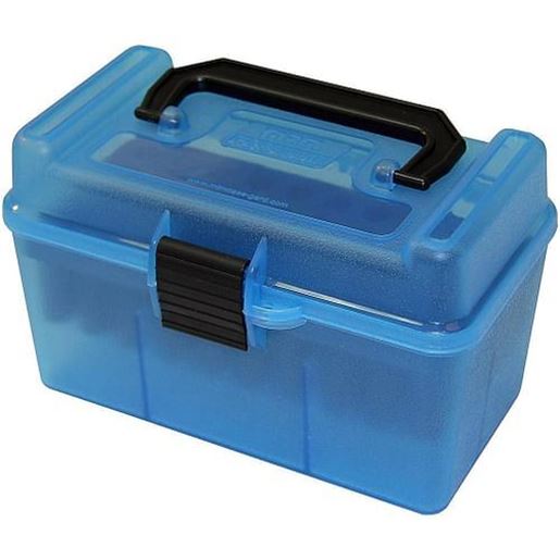 Picture of MTM Deluxe Ammo Box 50 Round Handle 22-250 243 308 Clear Blue