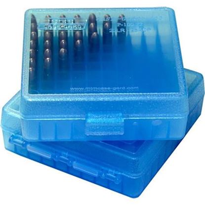 Picture of MTM Ammo Box 100 Round Flip Top For .22 LR 25 ACP Clear Blue