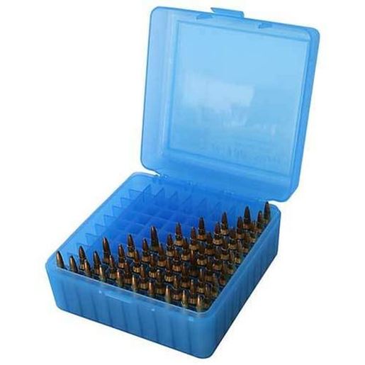 Picture of MTM Ammo Box 100 Round Flip-Top 223 204 Ruger 6x47 Clear Blue