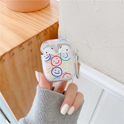 Picture of Color: Transparent, Earphone shell: Airpods1/2 - Earphone Case For Apple Airpods Pro 3 For AirPods 1 2 Fashion Colorful Smile Face Soft IMD Full Cover Shell For AirPods 1 2 Case