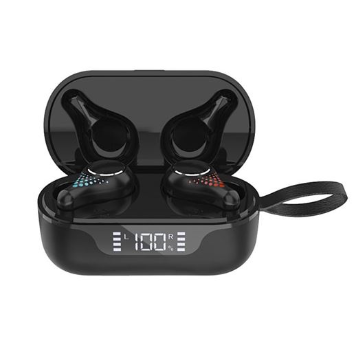 Picture of Color: Matte Black - Subwoofer 5.0 Single Binaural Bluetooth Headset Earbuds Touch LED Bluetooth Headset