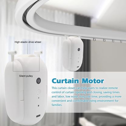 Picture of Color: White - Tuya Smart Curtains Bluetooth Wireless Automatic Curtain