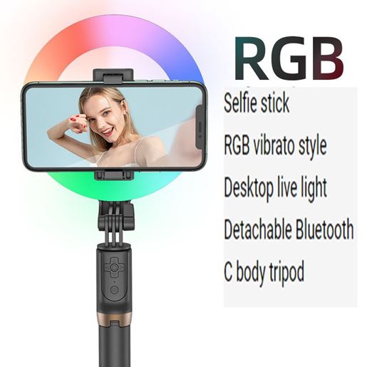 Picture of Xyxd Mobile Phone Live Broadcast Fill Light Neon Light Colorful Multicolored Lighting Selfie Stick Vibrato Bluetooth Camera Desktop