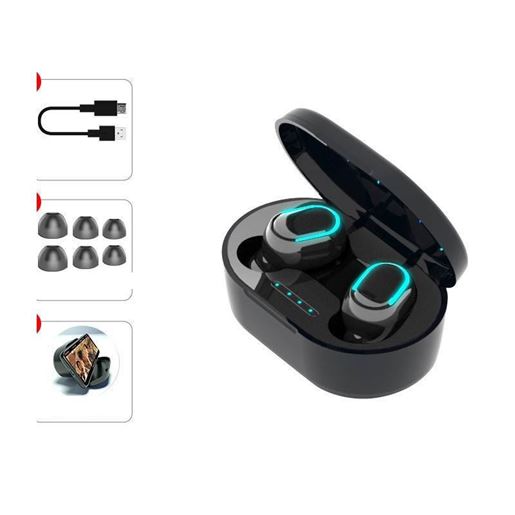 Picture of Color: Black, Style: A - Wireless dual ear mini digital display Bluetooth headset