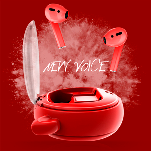 Picture of Macaron Red Tws5.0 Wireless Bluetooth Headset