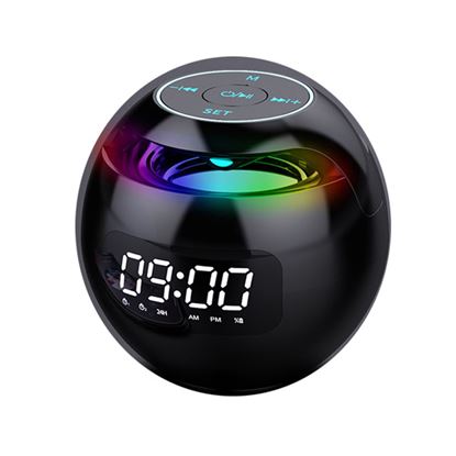 Picture of Color: Black, power: USB - New Portable Wireless Alarm Clock Bluetooth Speaker