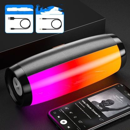 Picture of Color: Ultimate black color lights, style: Speaker charging cable - Colorful Lights Bluetooth Speaker High Volume Audio Subwoofer