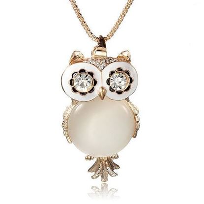 Picture of Cute Opal Owl Pendant Necklace