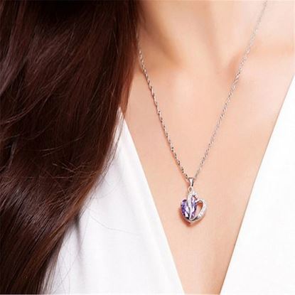 Picture of Love Crystal Silver Plated Chain Necklace