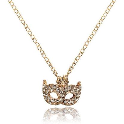 Picture of Rhinestone Gold Silver Fox Mask Pendant Necklace