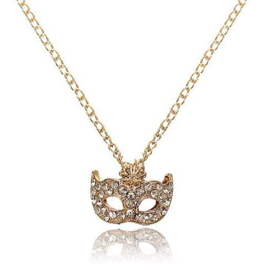 Picture of Rhinestone Gold Silver Fox Mask Pendant Necklace