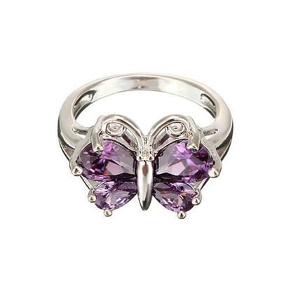 图片 Zircon Crystal Butterfly Platinum Plated Ring