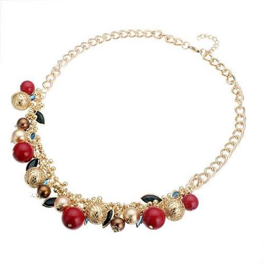 Picture of Multilayer Ball Crystal Leaf Pearl Necklace