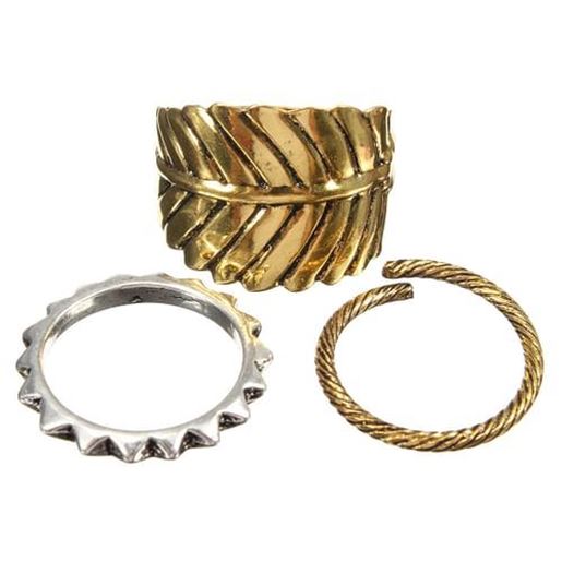 Picture of 3Pcs Vintage Bronze Leaf Unique Rings