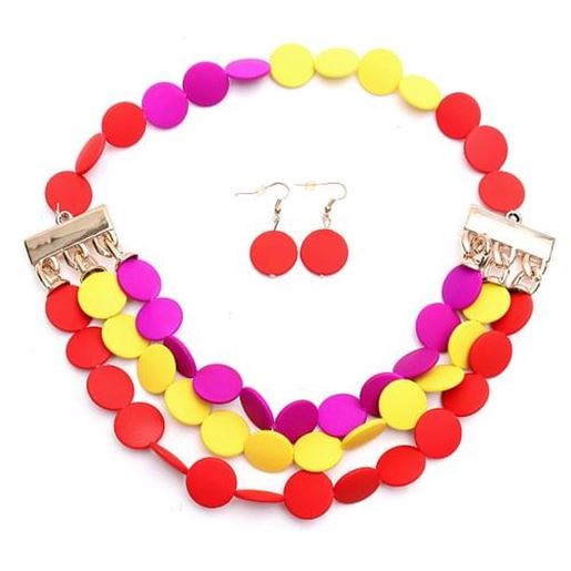 Picture of Bohemian Crystal Colorful Necklace Earrings Set