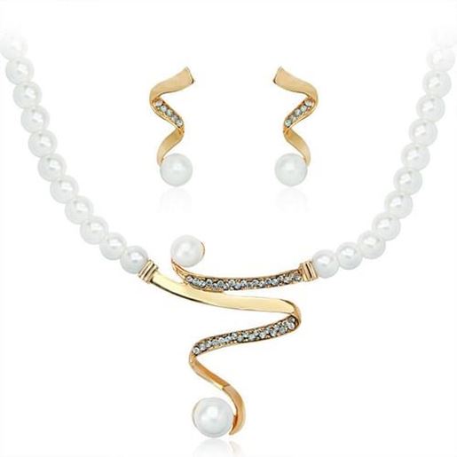 Picture of Elegant Pearl Rhinestone Jewelry Set