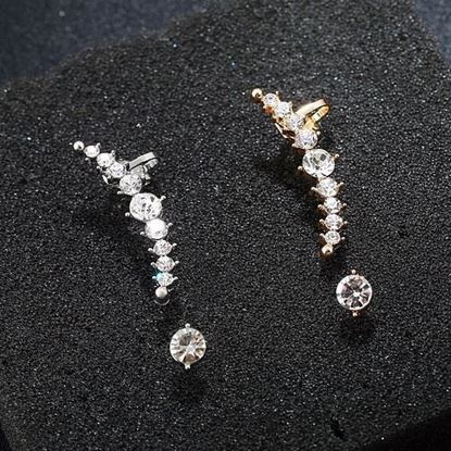 Picture of Asymmetric Rhinestones Clip Earrings