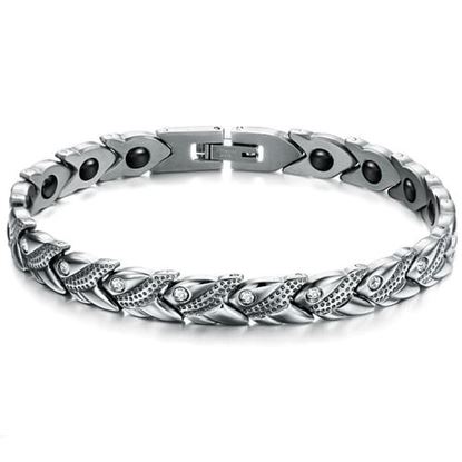 Picture of Health Unisex Bracelet Rhinestone Stainless Steel Magnetic Germanium Bracelet