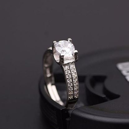 Picture of S925 Simple Silver Four Claws Zircon Crystal Ring