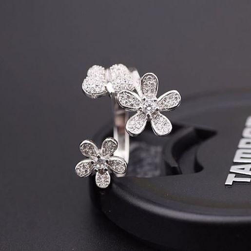 Picture of S925 Silver Flower Butterfly Crystal Ring