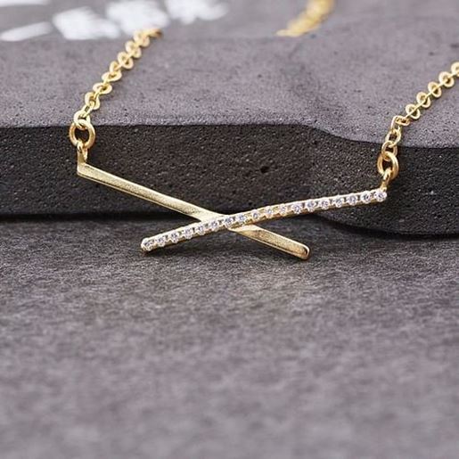 Picture of S925 Silver Zircon Intersect Clavicle Necklace