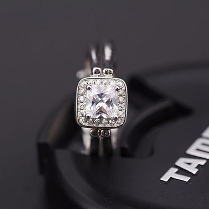 Picture of Double Side S925 Silver Sweet Square Zircon Ring