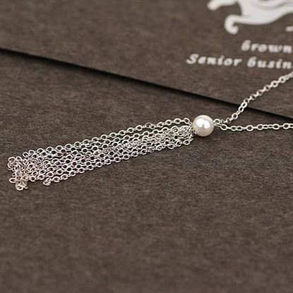 Picture of S925 Silver Tassel Pearl Clavicle Necklace