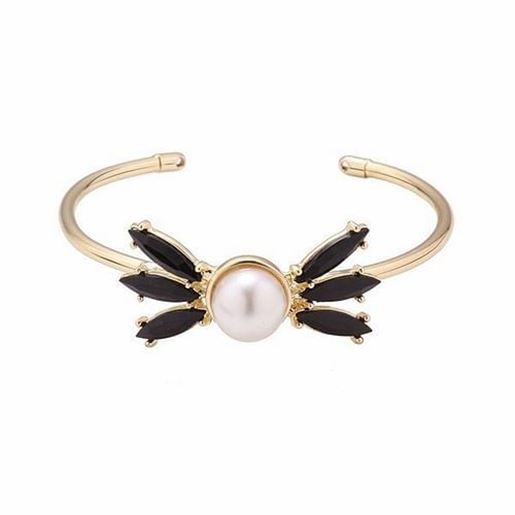 Picture of Balancing Style Simple Alloy Bracelet Black Rhinestone Pearl Bracelet