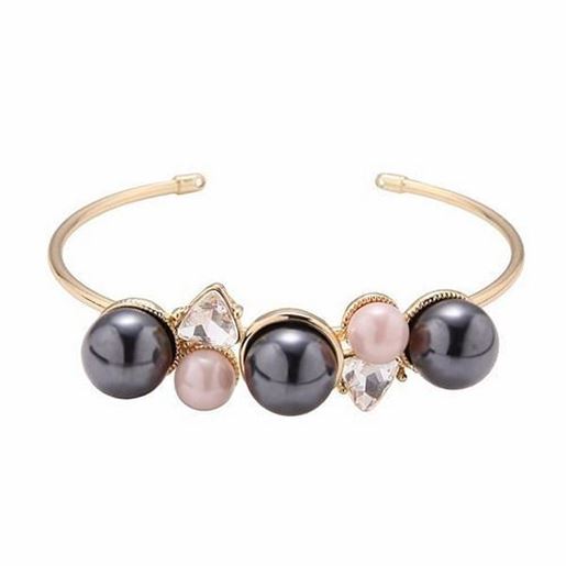 Picture of Balancing Style Simple Alloy Bracelet Black Pearl Rhinestone Bracelet