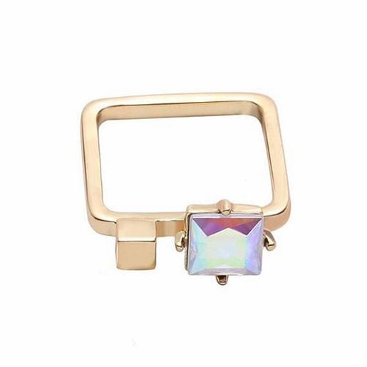 Picture of Balancing Style Bohemian Ring Alloy Square Rainbow Rhinestone Ring