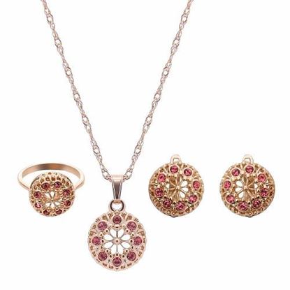 Picture of Jewelry Set Alloy Rhinestone Hollow Flower Necklace Earrings Set