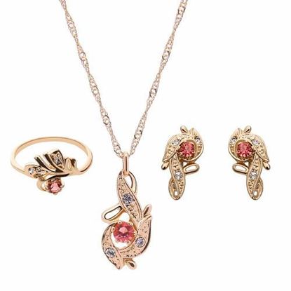 Picture of Leave Rhinestone Crystal Necklace Ring Set