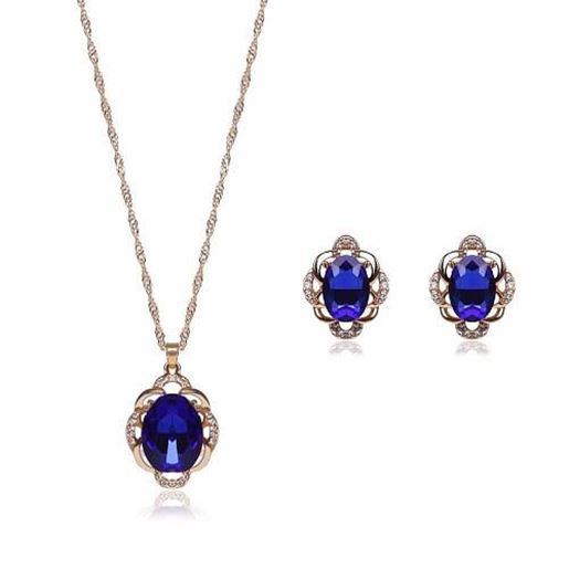 Picture of Alloy Jewelry Set Circle Crystal Rhinestone Earrings Necklace Set