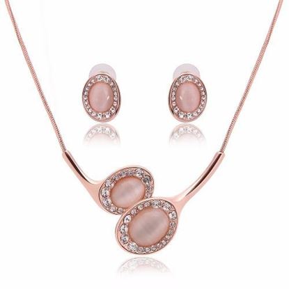 Picture of Crystal Jewelry Set Alloy Rhinestone Circle Earrings Necklace Set