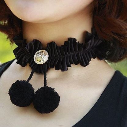 Picture of Lace Women Necklace Black Lace Collar Ball Pendant Necklace