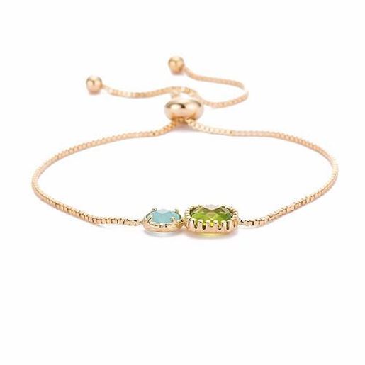 Picture of Bohemian Women Bracelet Square and Circle Double Crystal Alloy Bracelet