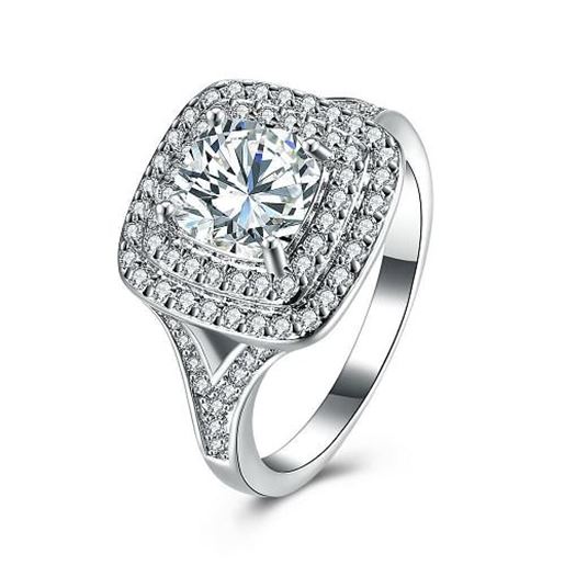 Picture of Luxury Wedding Ring Elegant Square Zircon Platinum Ring