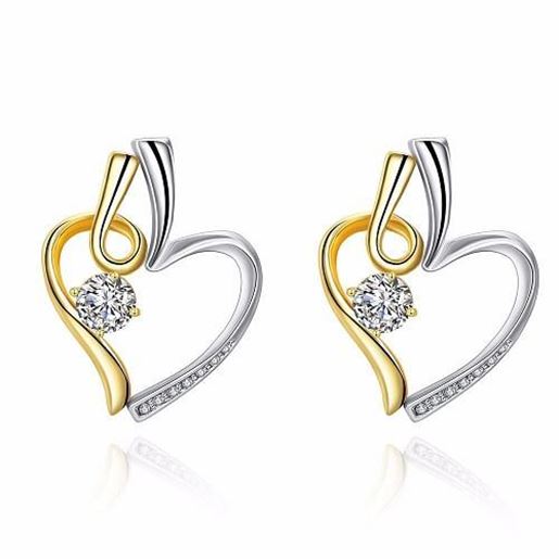 Picture of INALIS?Â® Heart Shape Dual Color Rhinestone Earrings