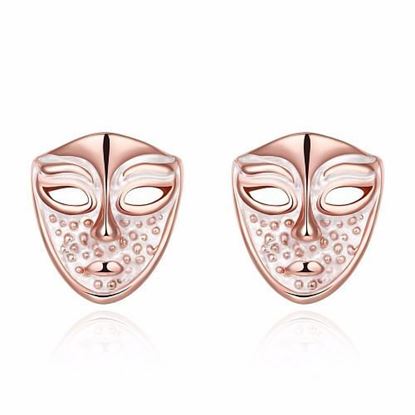 Picture of INALIS?Â® Simple Style Rose Gold Mask Oil Drip Unisex Earrings