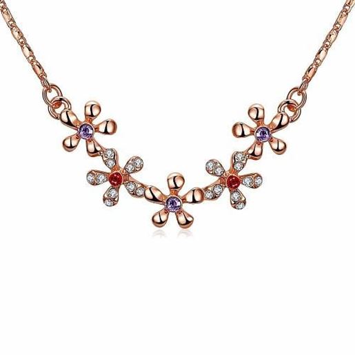 Picture of Sweet Luxury Necklace Five Rhinestone Flower Women Necklace