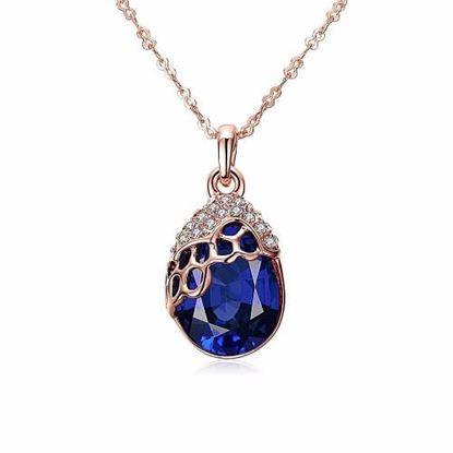 Picture of Luxury Women Necklace Blue Crystal Glass Rhinestone Drop Necklace