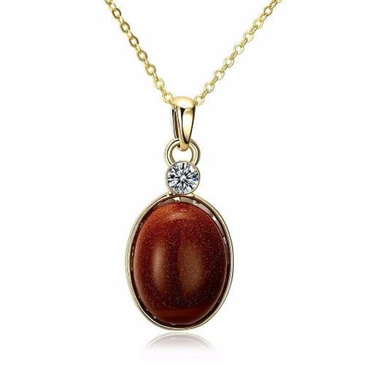 Picture of Luxury Stone Necklace Rhinestone Shining Gold Stone Necklace for Women Gift